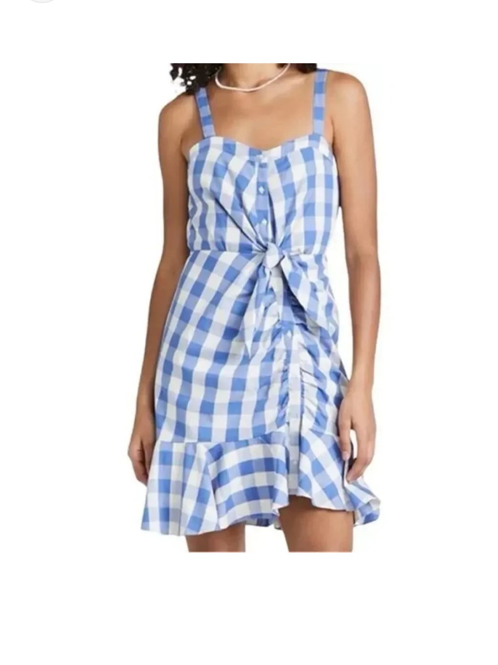 Likely Blue Gingham Tie-Front Sundress